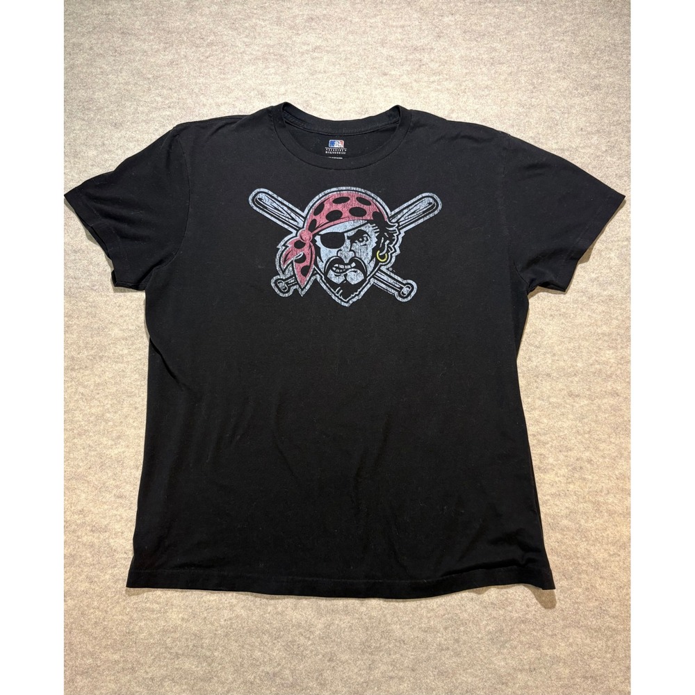 MLB Genuine Merchandise Pittsburgh Pirates Black T-Shirt Mens XL Distressed Logo